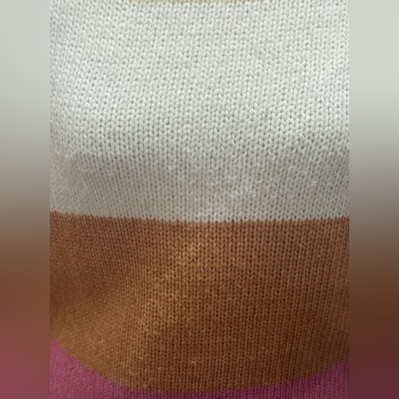 Roxy. Too Far Knit Colorblock stripped Sweater. Cream/orange/white/pink. Med. - Picture 7 of 12